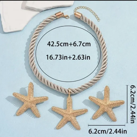 Starfish Corded Necklace and Earring Set - Picture 3 of 7